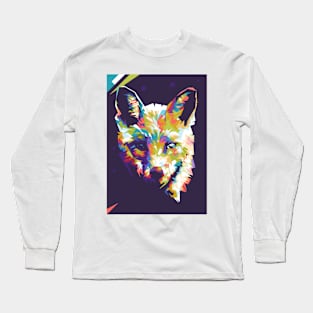 Wolf Colorful Background Long Sleeve T-Shirt